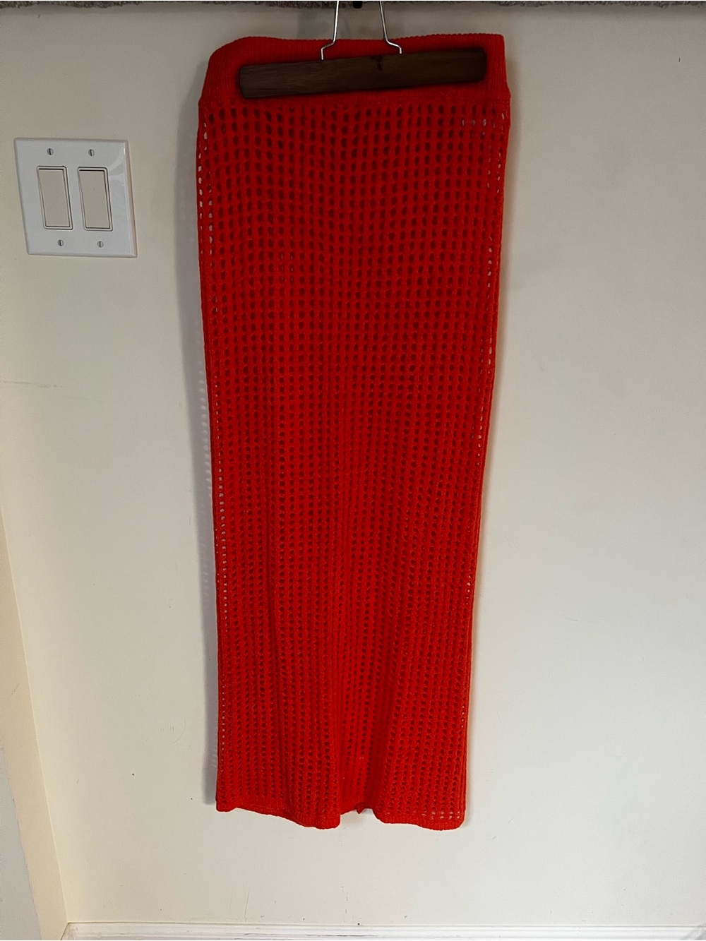 Orange Crochet Midi Skirt